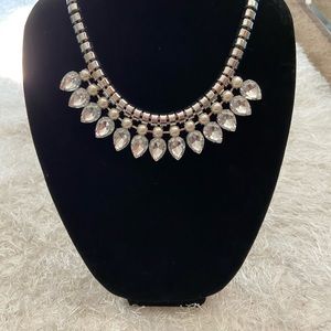 Ted Baker Diamond Pearl statement necklace silver